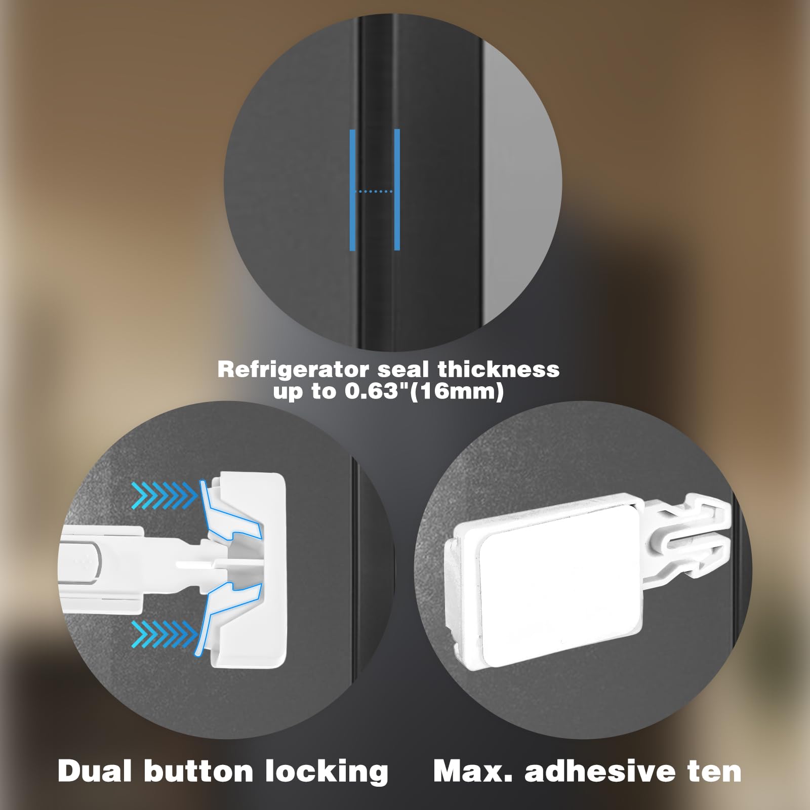 Lot de 2 verrous de réfrigérateur pour enfants et bébés - Sans outils nécessaires - Installation facile (blanc + noir)