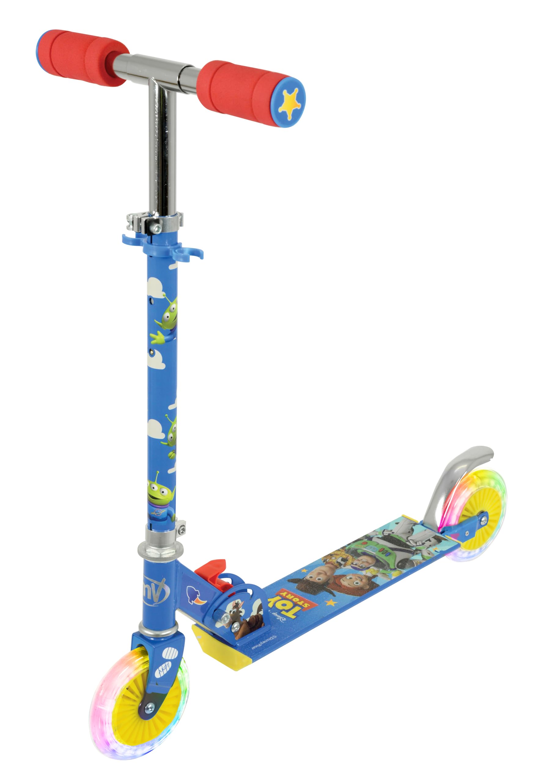 Toy Story Kids Scooter for Girls and Boys - Folding Inline - For Boys and Girls - Adjustable Light Up Scooter - Wheels Light Up - 58x30x80cm
