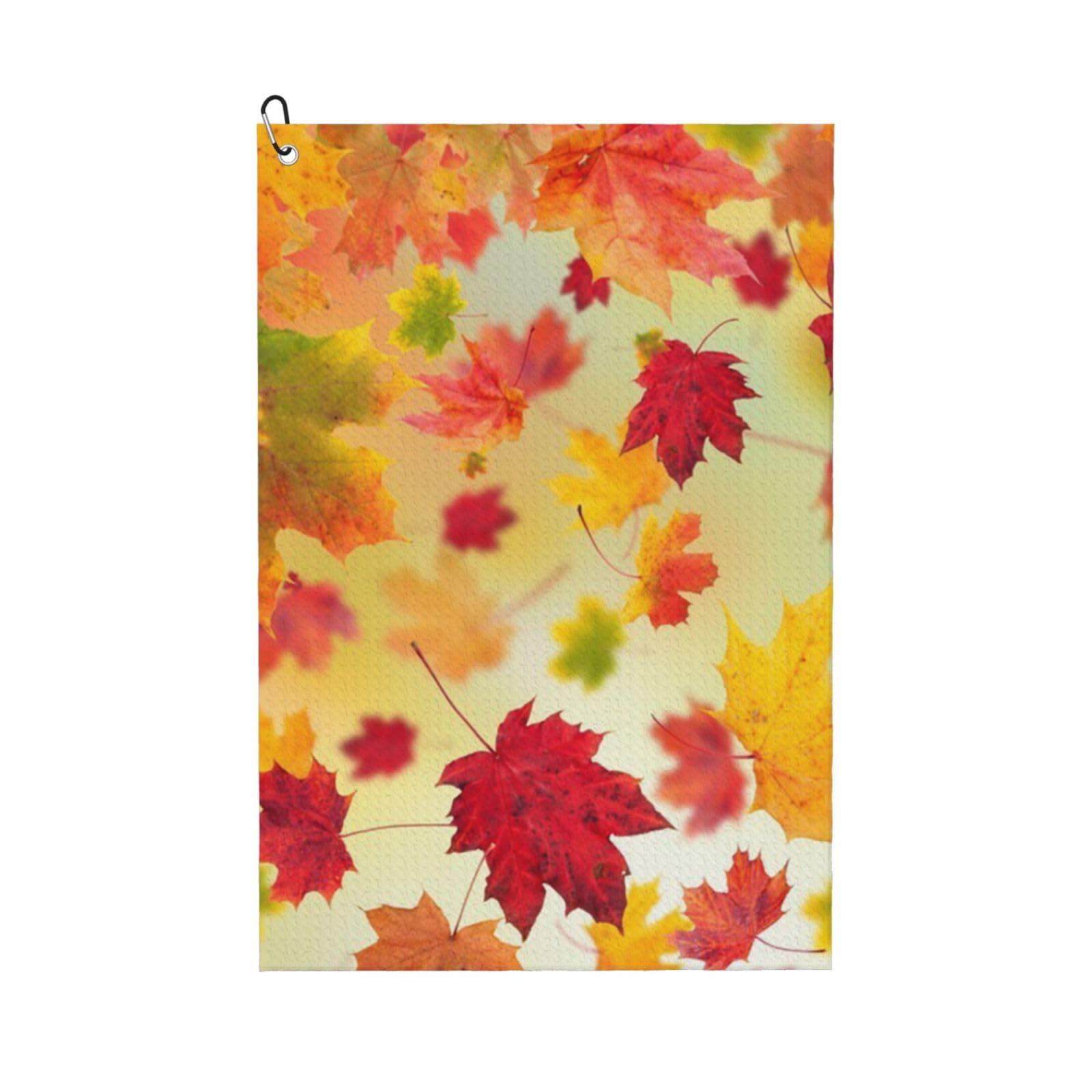 Hnnkloy Autumn Maple Leaves Falling Golden Leaf Harvest Orange Red Yellow, 16x24 in Portable Waffle Golf Towels with Carabiner Clip for Golf Bag
