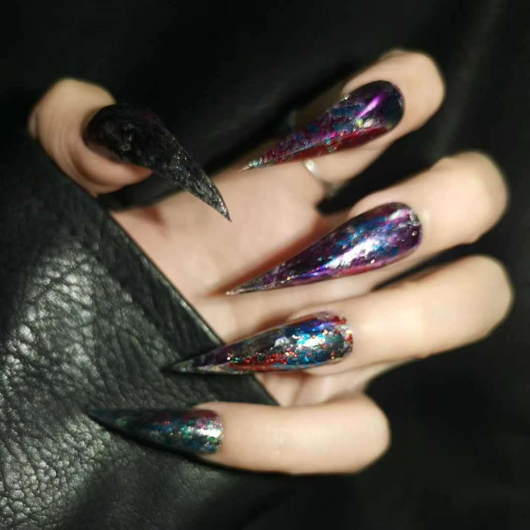 Premium Fake Nails with 3D Dragon Claw Art Dark Theme Ancient Biology Inspiration Easy to Wear Size M