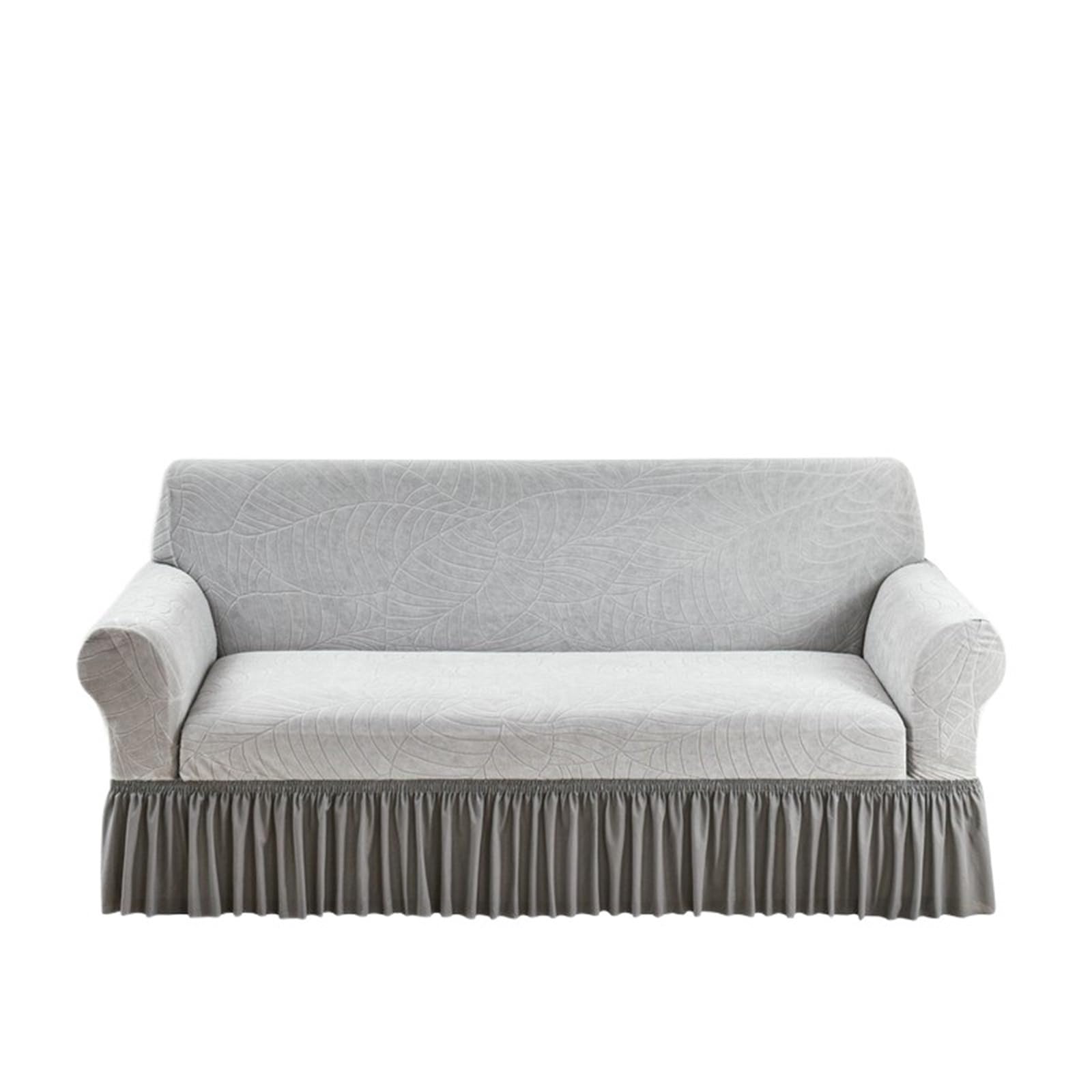 YDYAENIO Sofa Seat Cover with Skirt 1PC Waterproof Stretch Sofa Skirt Cover Adjustable Elastic Slipcovers for Living Room, Hotel(Light Grey,2 seater(145-180cm))