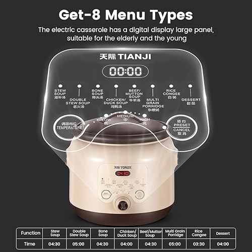 Miniatura 6 de Olla eléctrica DGD40-40SED, olla interior de arcilla morada para sopa china y gachas de avena, 4L