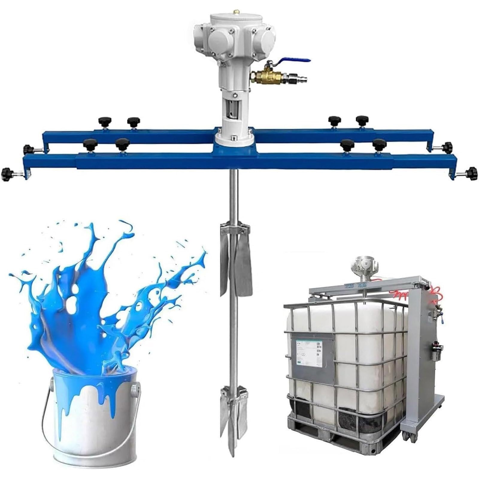 Agitador de aire for IBC de 1900 RPM, mezclador de pintura neumático de 3/4 HP, mezclador de tanque de acero inoxidable de 1000 L, longitud de varilla de mezcla de 880 mm, diámetro del impulsor de 250