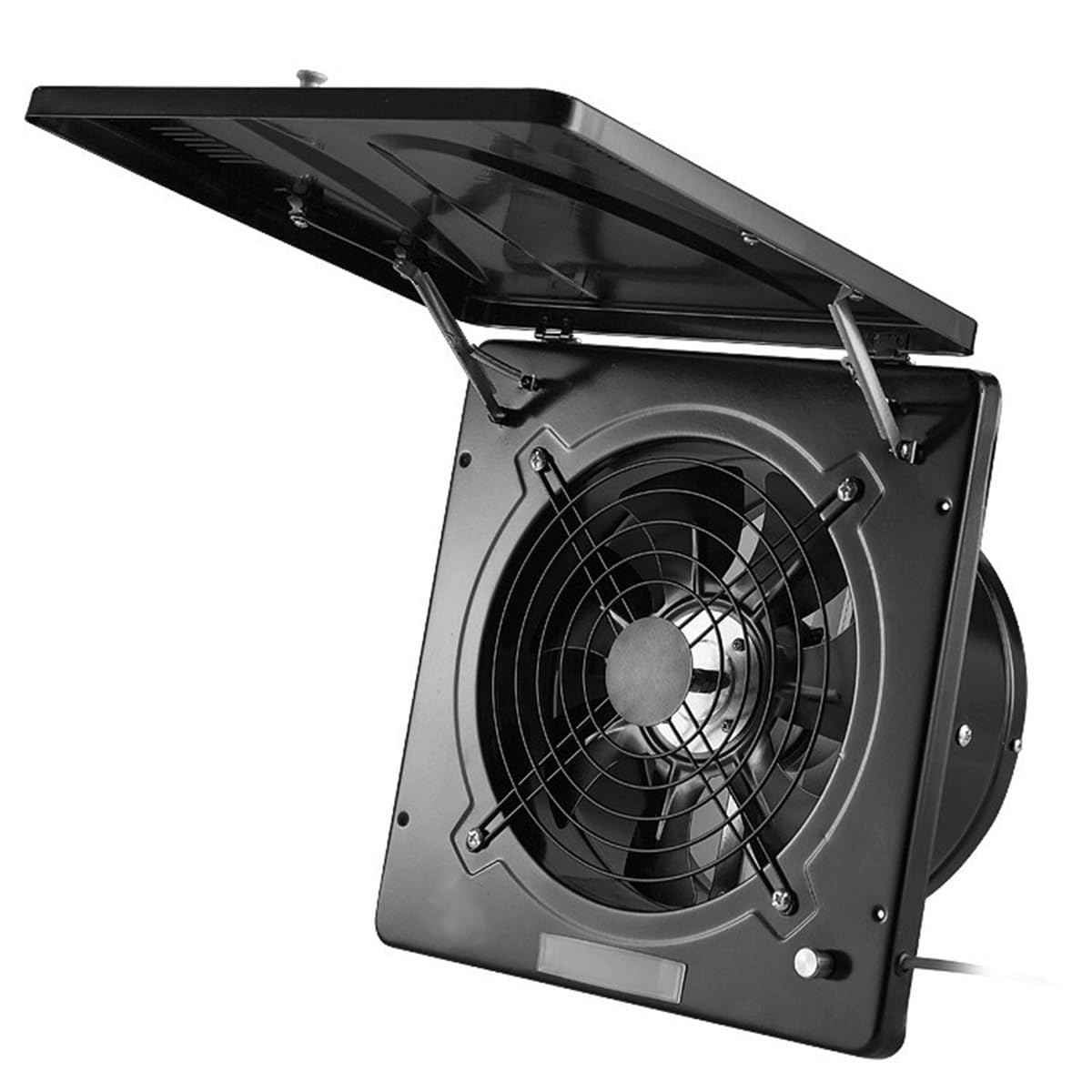 Extractor de Aire de Cocina de Pared con Tapa, Extractor de Humos, Extractor de Ventana, Extractor de Aire de 10 Pulgadas para baño, lavandería, Centro Comercial y Oficina (Negro,