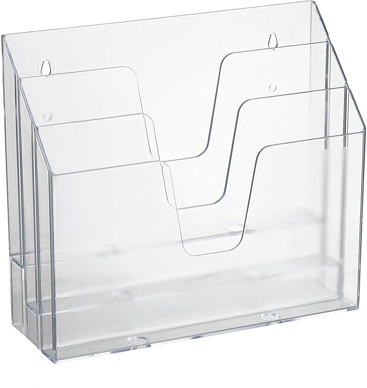 Clasificador organizador de carpetas de archivos triple horizontal, tamaño carta, transparente | 3 compartimentos para separar y organizar documentos, carpetas y papeles