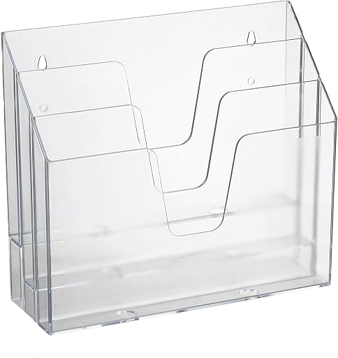 Acrimet Horizontal Triple File Folder Holder Organizer, Open Top Desktop Document Sorter for Letter Size Papers & Folders, Plastic (Clear Crystal) | 3 compartments to separate and organize documents, folders and papers
