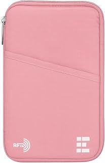 Zero Grid Family Passport Holder for Up to 6 Passports, Large Travel Document Organizer Wallet with 7 RFID Blocking Sleeves for Anti-Theft Protection - Rose