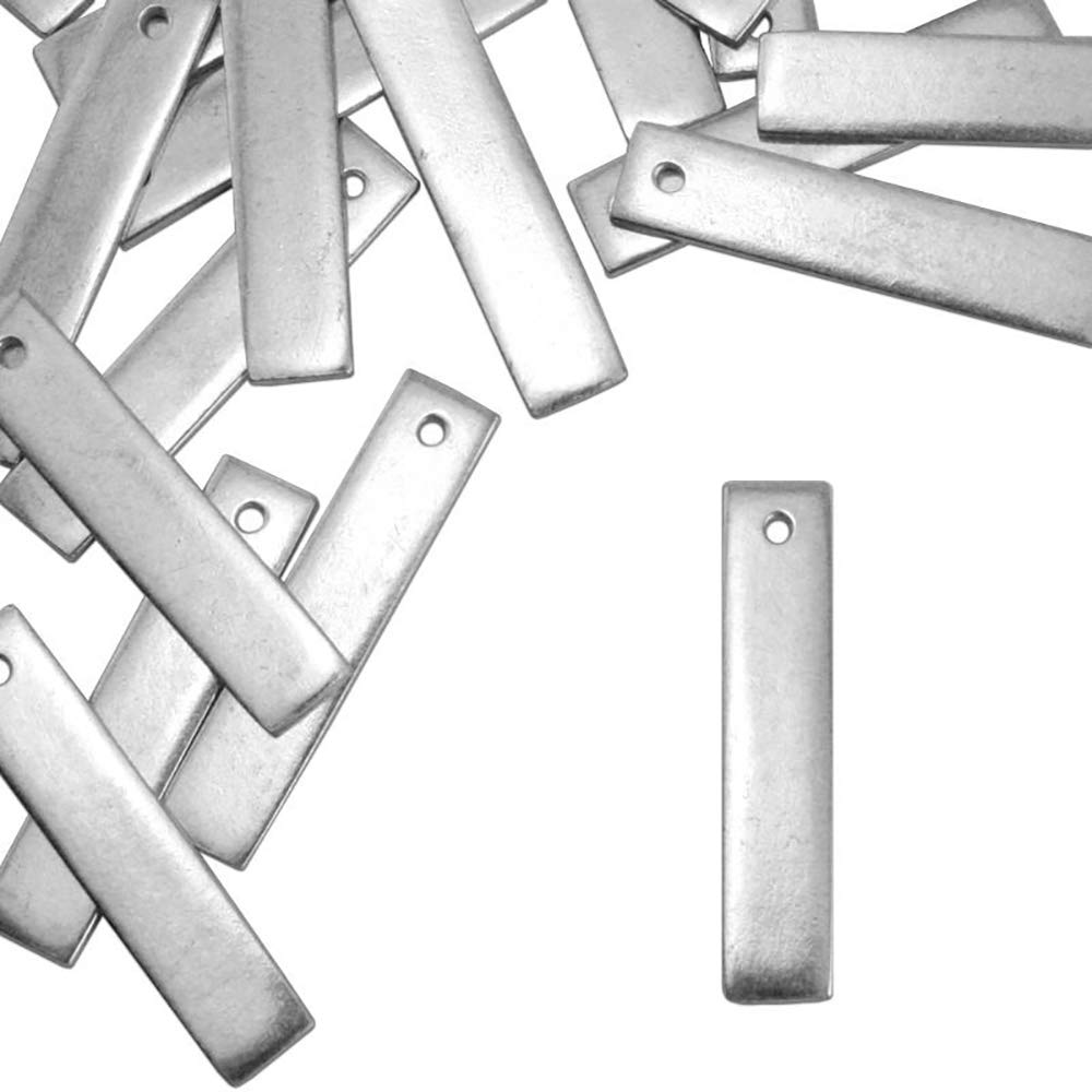 Artisan Rectangle Metal Stamping Blanks with Holes (24, Pewter)