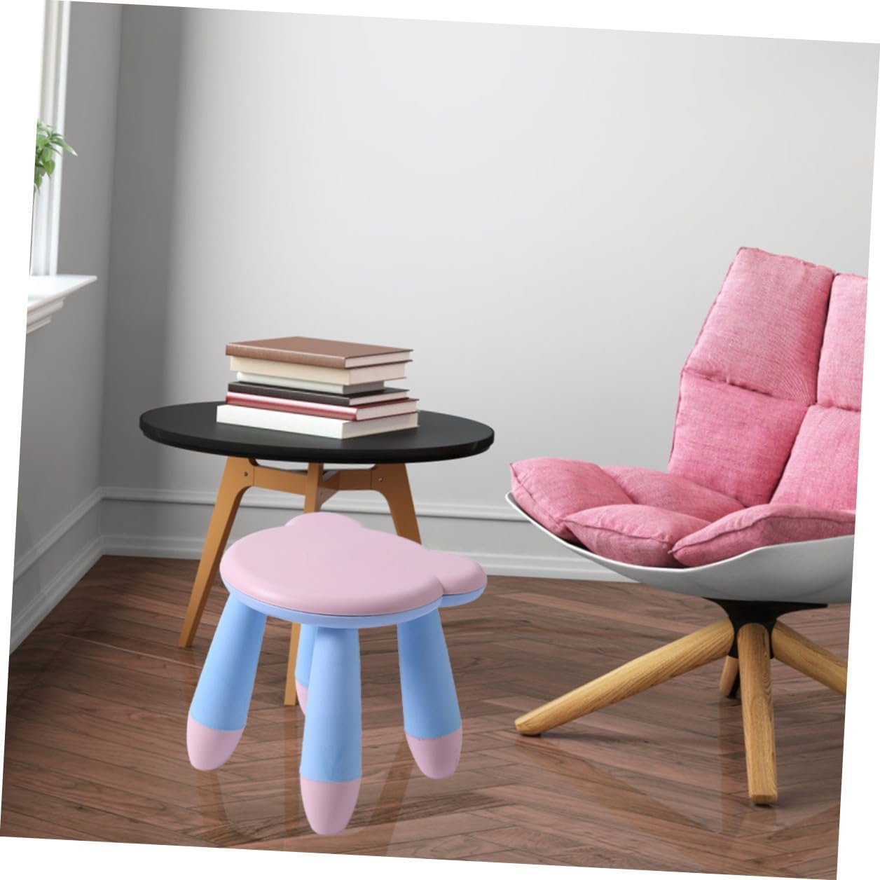 Luxshiny Blue Bear Children Stool PP Non Slip Rounded Edge Sitting Seat