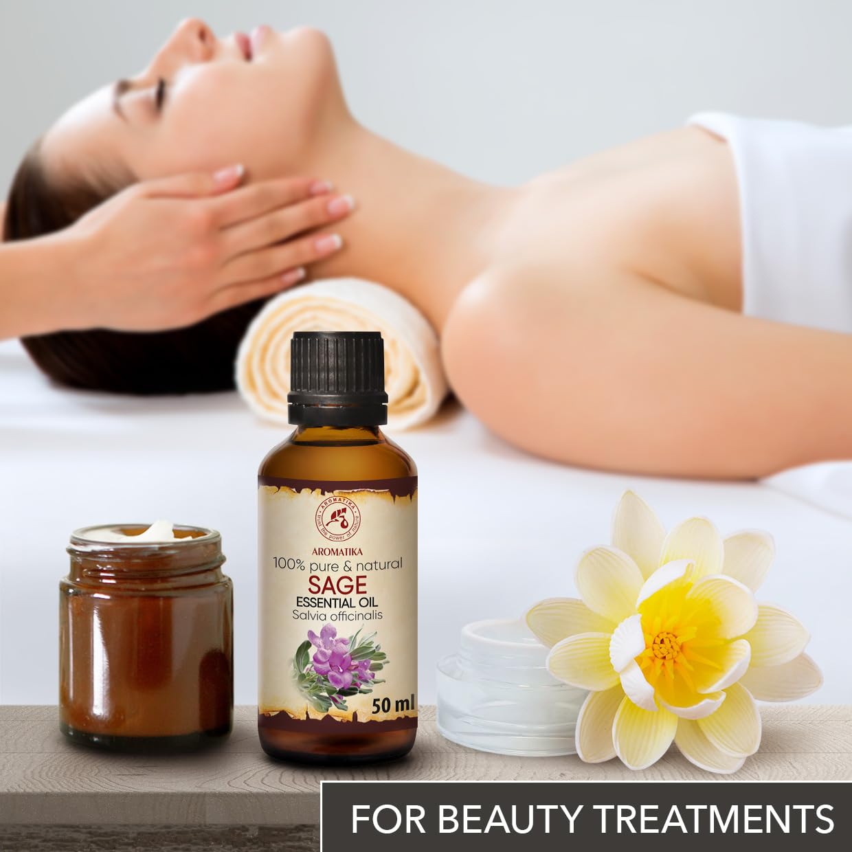 Aceite Esencial de Salvia 50 ml - Salvia Officinalis - Aceites de Aromaterapia - Aceite de Salvia de Grado para Difusor - Cuidado Piel - Aceites para Velas - Fragancia para Hogar