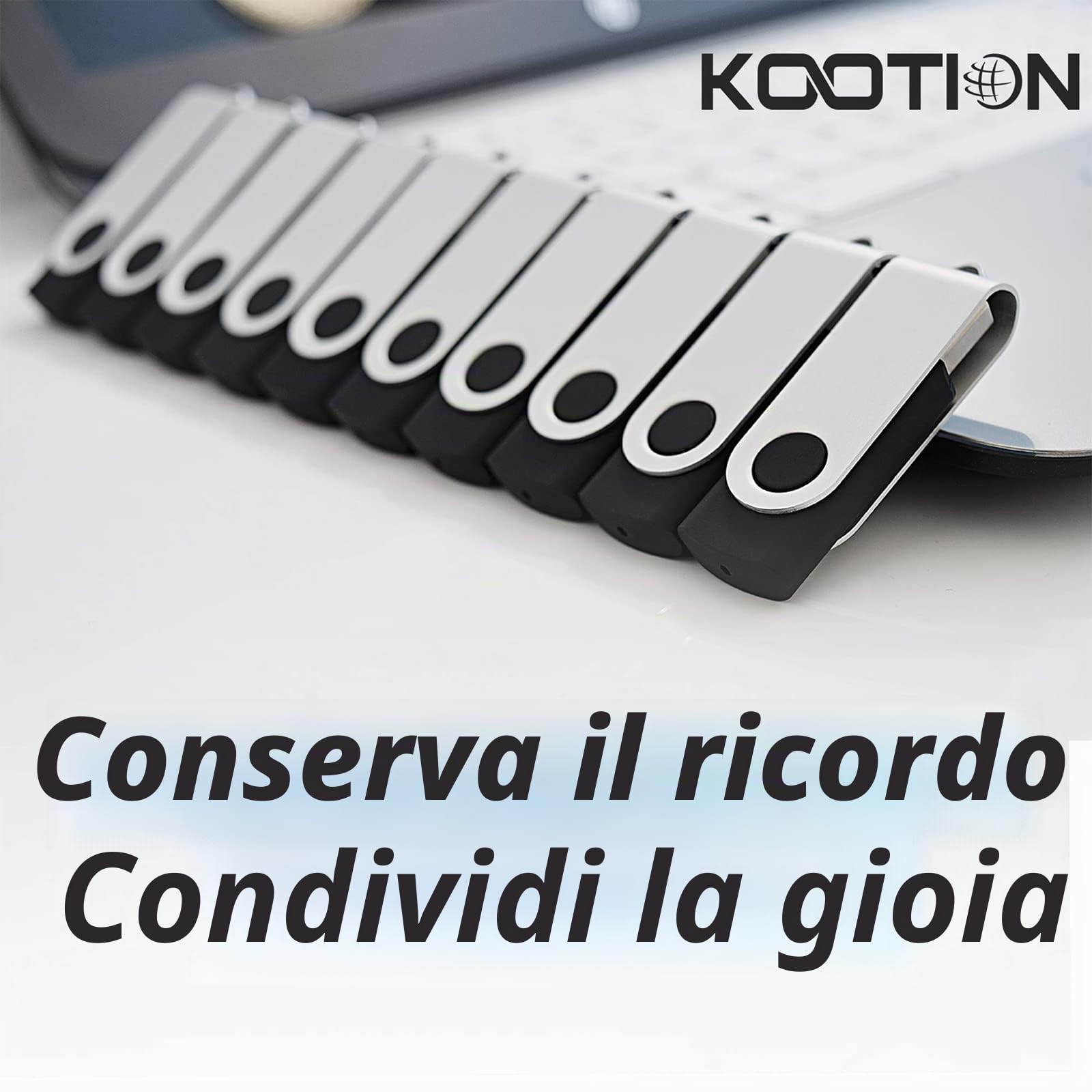 KOOTION Chiavetta USB, 【10 Pezzi -64GB】USB 3.0 Penna USB 64 Giga Piccolo e Leggero Set Pennetta USB 10 Pack Chiave USB Nero Pen Drive 64GB Con indicatore LED Para Ordenador/TV/Coche/Player, ect