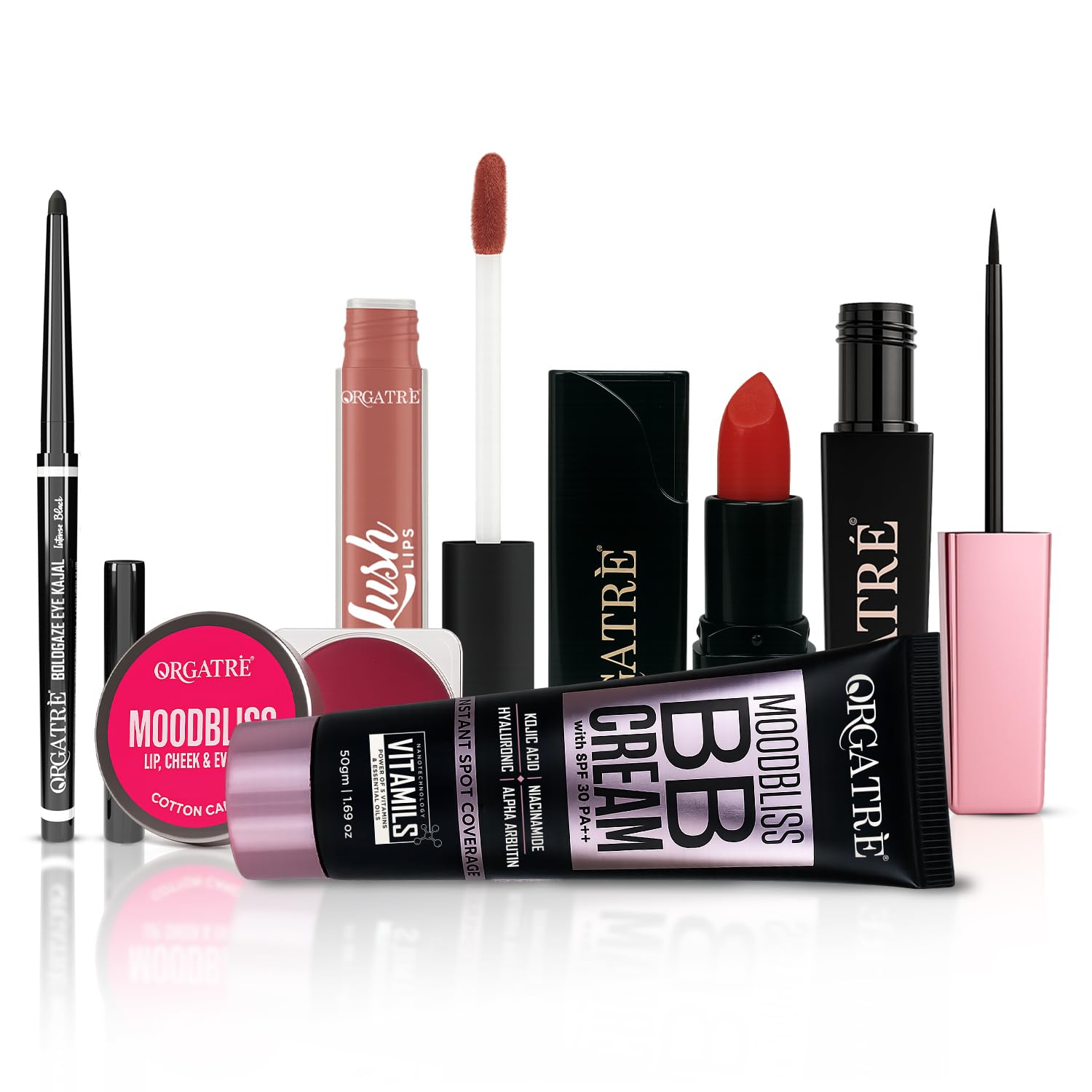 Orgatre All-in-One Beauty Makeup Kit set for Gifting – Eye Kajal, Lip & Cheek Tint, Liquid & Bullet Lipstick, MoodBliss Eyeliner, BB Cream – 6-in-1 Festive Makeup Combo for Eyes, Lips & Face (Assorted)-picture-39
