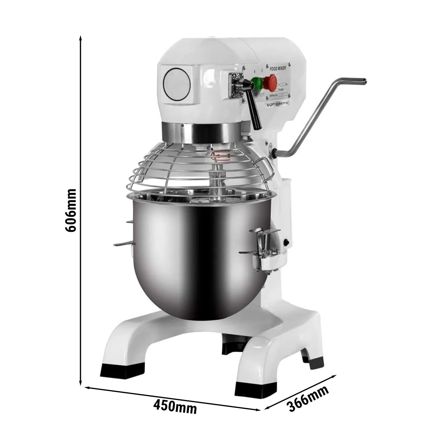 GGM Gastro Planetenrührmaschine 10 L 450 W | Ideal für Bäckereien, drei variable Geschwindigkeitsstufen, hygienische Edelstahlkomponenten, direkte Inbetriebnahme