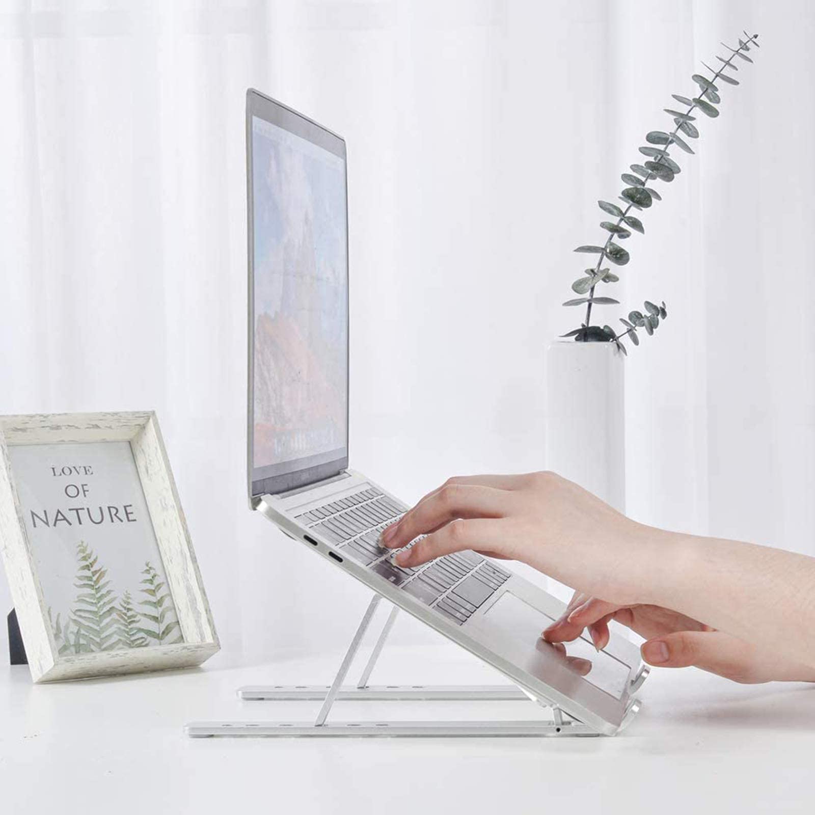 KDD Verticale laptopstandaard met zwaartekrachtvergrendeling, 6-in-1
