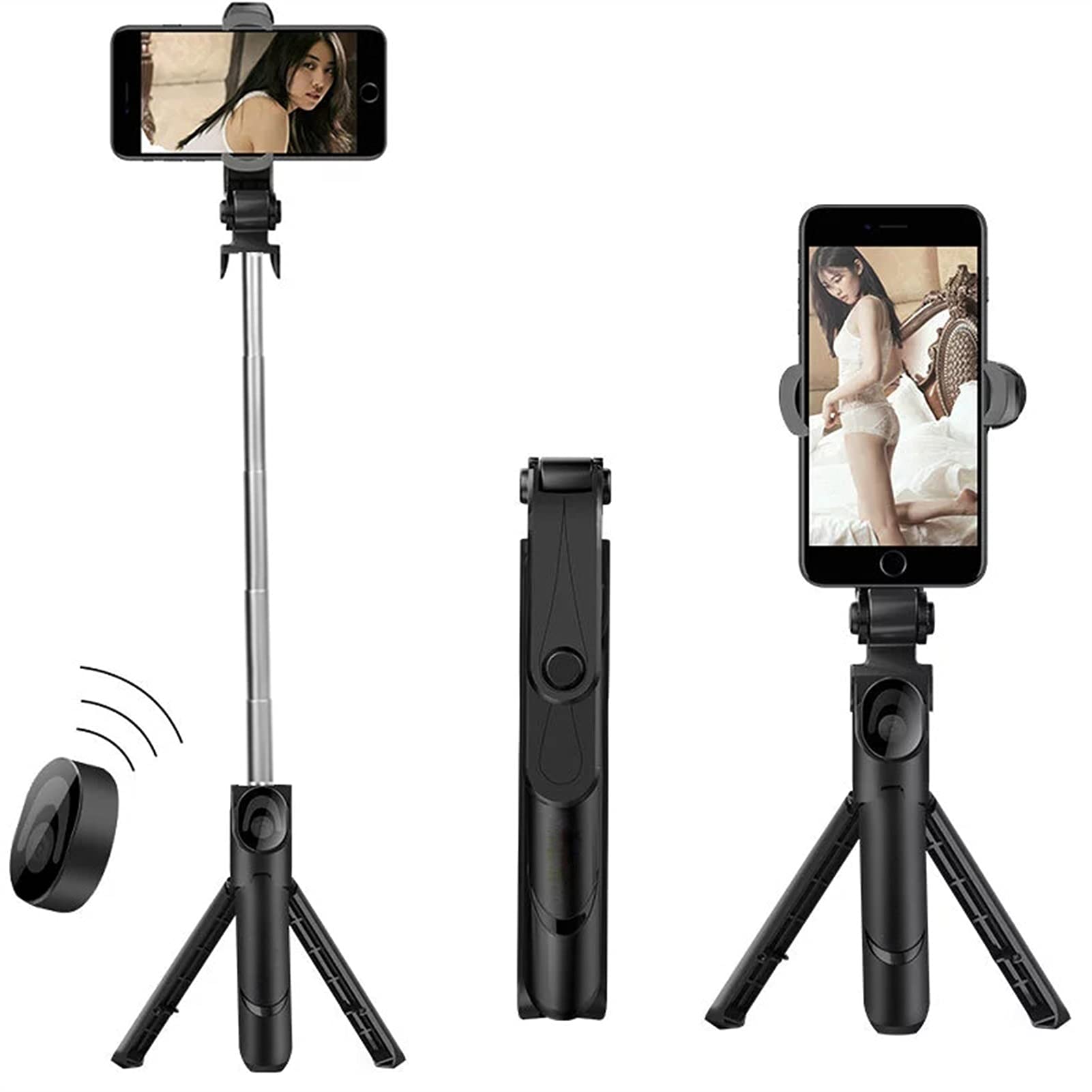 SCRUBY 3 in 1 Bluetooth Selfie Stick Pieghevole Mini Treppiede Portatile Espandibile Monopiede Con Telecomando Per iOS Android (XT09s)