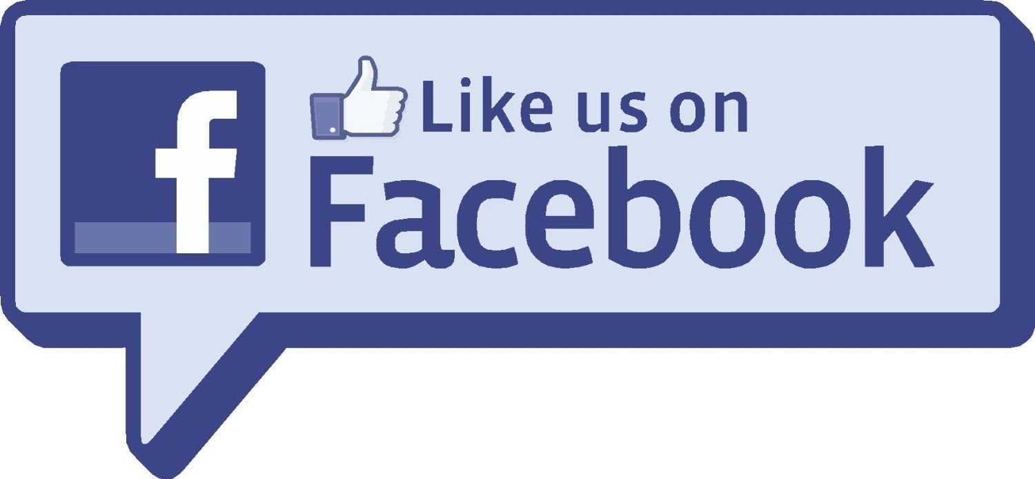 Two (2) Like Us on Facebook Sticker Decal, 5 inches - Label for Store Window, Restaurant Door, Bar, Hotel