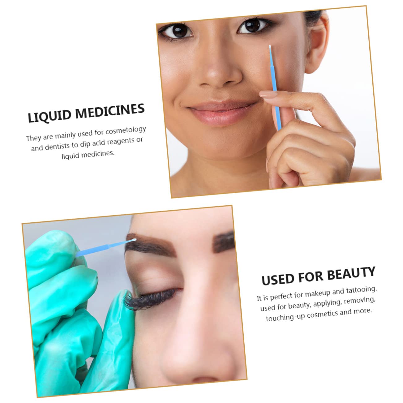 4 Packs Disposable Plastic Dental and Beauty Applicator Sticks Large Brush Swabs for Eyebrows Eyelashes Multi Purpose Salon and Dental Use