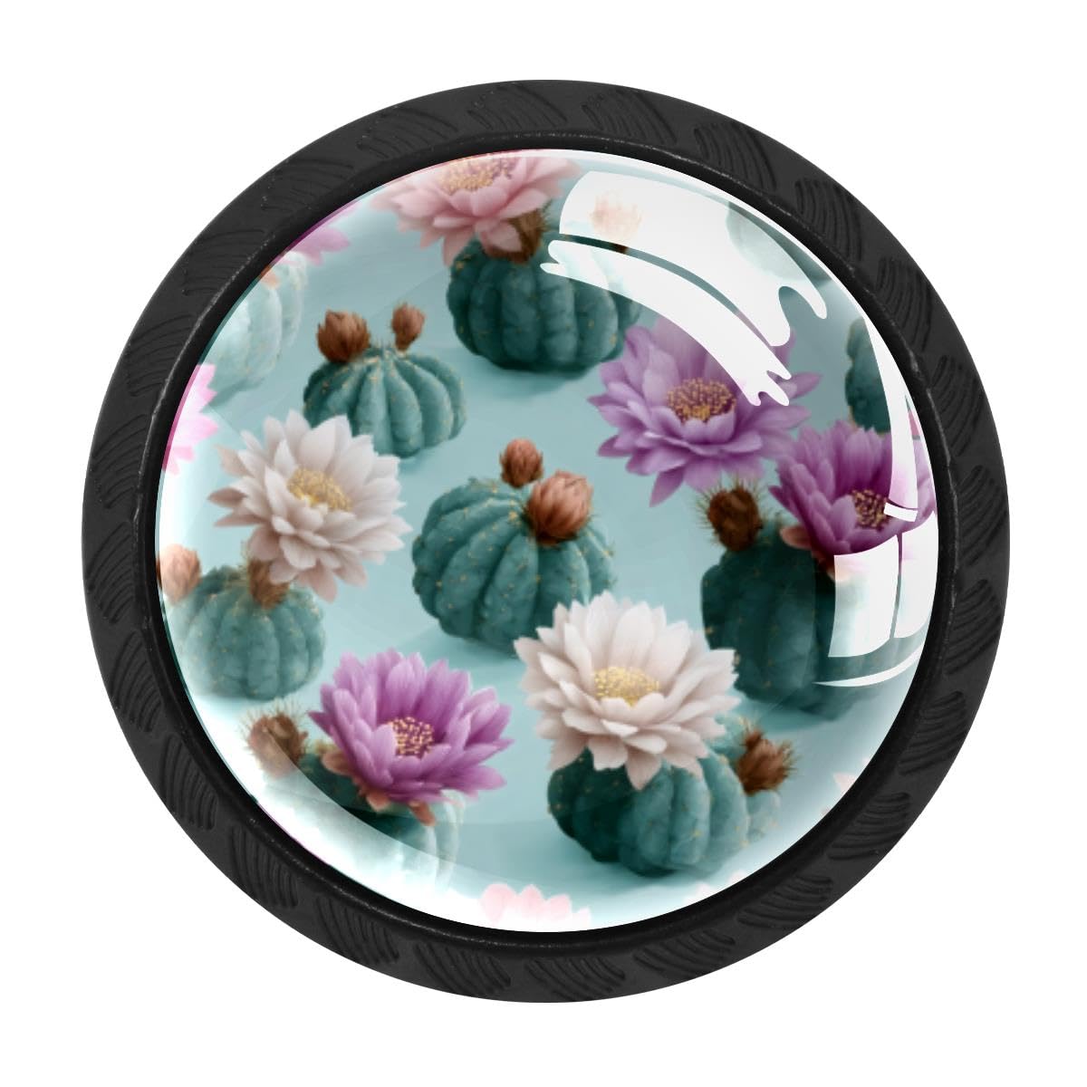 4 PCS Kitchen Cabinet Knobs, Cactus Flower Drawer Knobs Dresser Handles