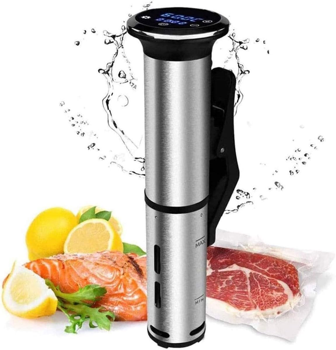 Urządzenie do gotowania metodą sous vide, ekran dotykowy LED, precyzyjna kontrola temperatury dla idealnego gotowania, łatwość obsługi, konstrukcja ze stali nierdzewnej