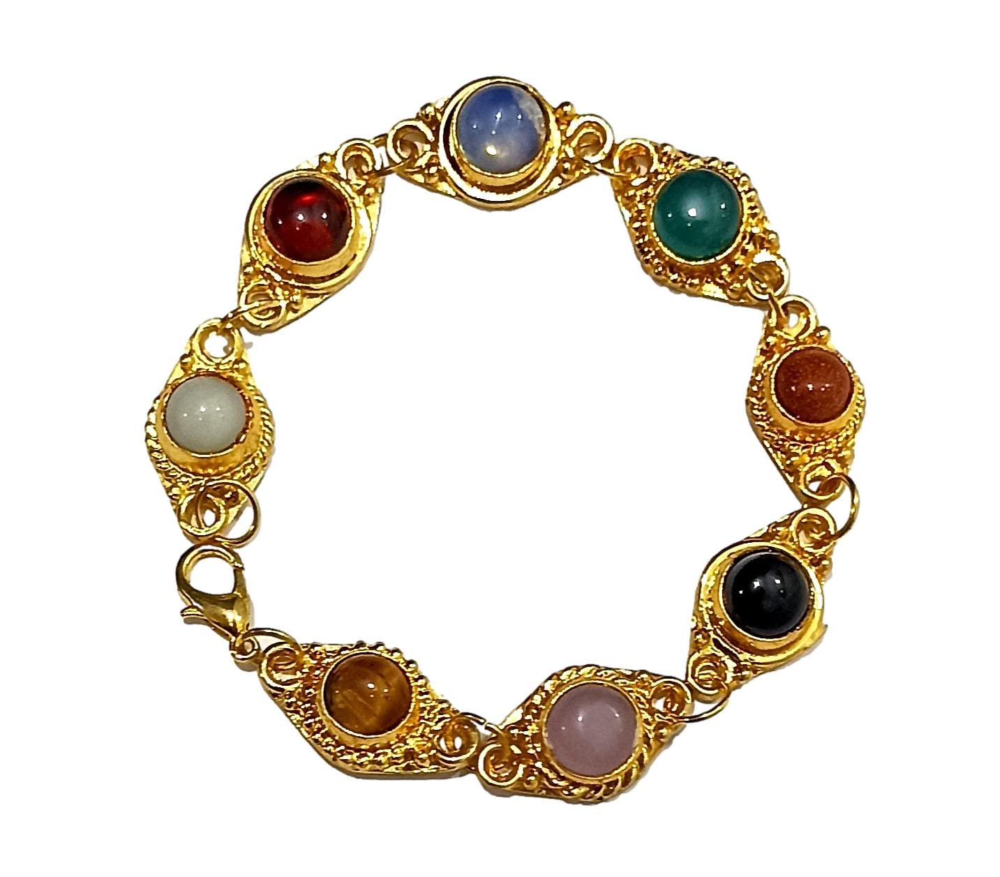 Stone Bracelet in brass Casing Antique gold finish Multi-color stone beads and Made in India (B0C6JZSZBJ) Amazon Price History, Amazon Price Tracker