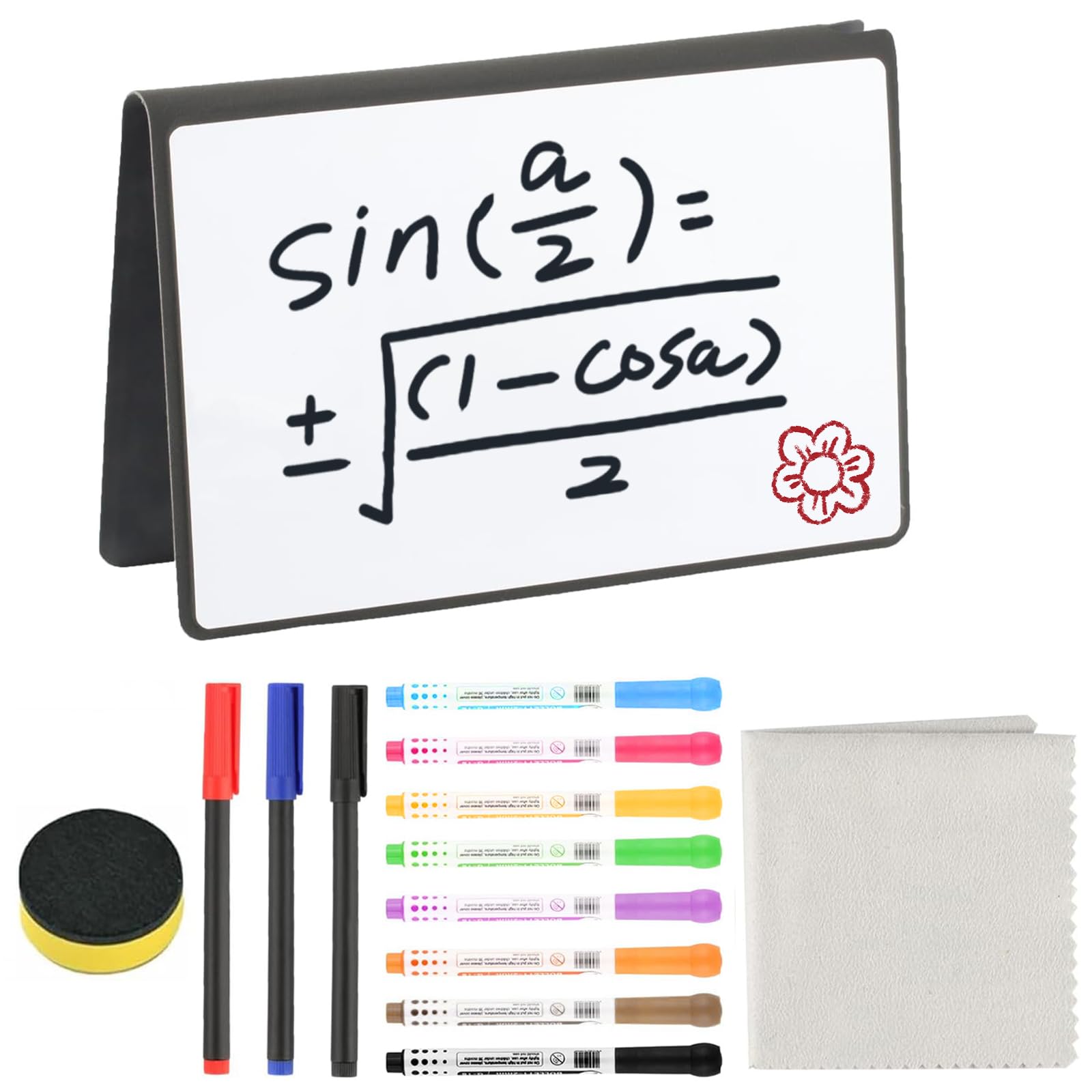 Pizarra blanca pequeña, tamaño A5, mini pizarras blancas, fácil de limpiar, pizarra blanca borrable portátil con lápices y goma de borrar, reutilizable, para oficina, escuela, hogar, para notas