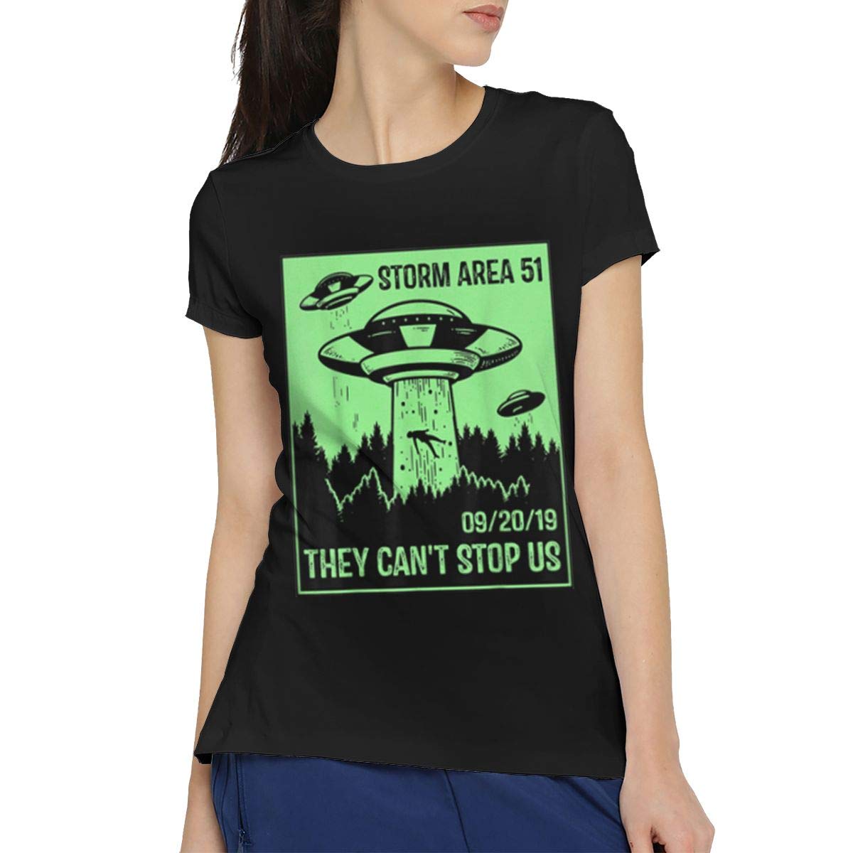 Good Tees Storm Area 51 Meme They Can’t Stop Us All Women's T-Shirt Black XXL