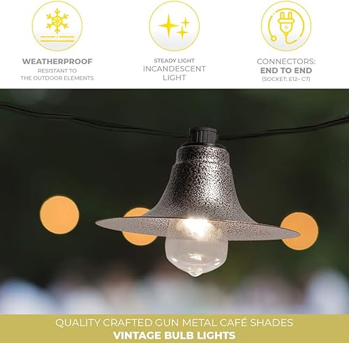 Miniatura 4 de LumaBase Guirnalda de luces eléctricas para café con 10 pantallas de metal para pistola