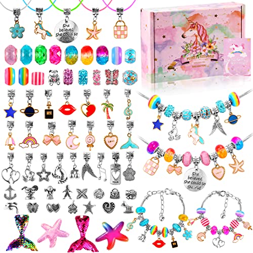 LEADSTAR Jeux de Creation Fille 6 Ans, Cadeau Fille 5-13 Ans Enfant Jouet, Bracelet Bijoux Enfants Fille 5+ Ans, Fabrication Bijoux Fille, Idée Cadeau Anniversaire Fille Jeu Charms Bracelet Kit Cover