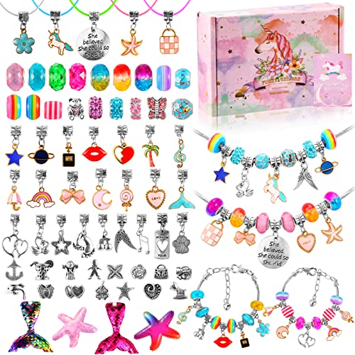 LEADSTAR Regalo Niña 5 6 7 8 9 10 11 12 13 Años, Juguetes Niña Manualidades Niños Abalorios para Hacer Pulseras Kit, Juegos para Crear Joyas Fabricación Charm Bracelets DIY Set para Niñas de 5-13 Años