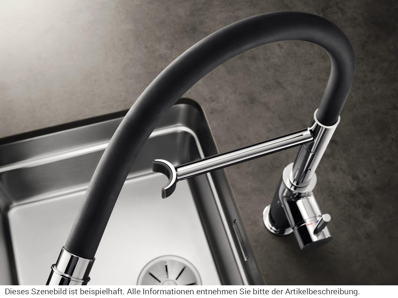 BLANCO CATRIS-S Flexo | Küchenarmatur in schwarz matt | Hochdruck | Mit herausziehbarem Schlauch | Wechsel von Klar- in Brausestrahl | Keramik Kartusche | wassersparend | [10,7x23x47,1 cm]