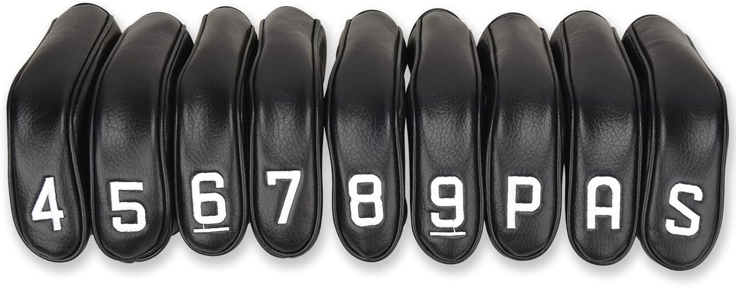 BIG TEETH Golf Hybrid Iron Head Cover 9Pcs, Long Hybrids Iron Covers Head Covers Set, Golf Club Covers W/Big NO. Fits for Cleveland Launcher Cobra T Rail Hybrid Irons