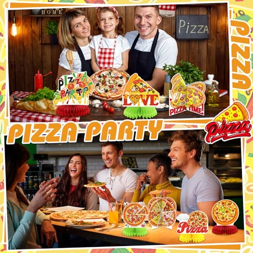 Image of 12 Pcs Pizza Party Decorations Pizza Theme Party Decorations Honeycomb Table Centerpieces for Home Office Birthday Honeycomb Supplies Decor