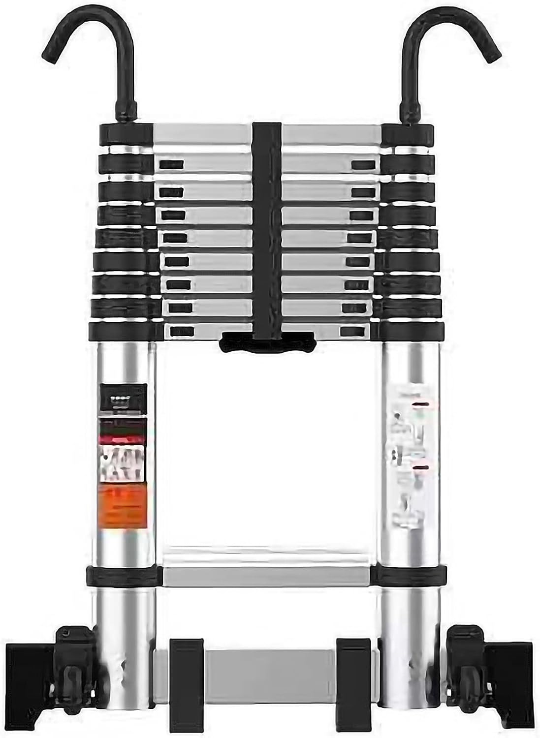 Telescoping Extension Ladder,Telescoping Ladder 2.6m/3.4m/3.8m/4.6m/5m/5.4m/5.8m/6.2m/7m Telescoping Ladder with Hooks,Aluminum Silver Tall Telescopic Ladders with Stabiliser Bar,L The vast