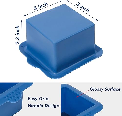 Miniatura 2 de Webake Molde cuadrado de silicona de 3 x 3 pulgadas para hornear porciones individuales para pastelería, cubitos de hielo, gelatina, jabón, velas,