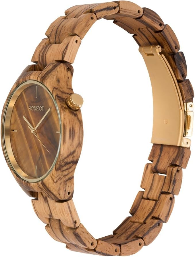 HOT\u0026TOT | Men | Wooden Watch | zebrano Wood | Tiger Eye Stone | 40mm :  Amazon.nl: Kleding, schoenen \u0026 sieraden