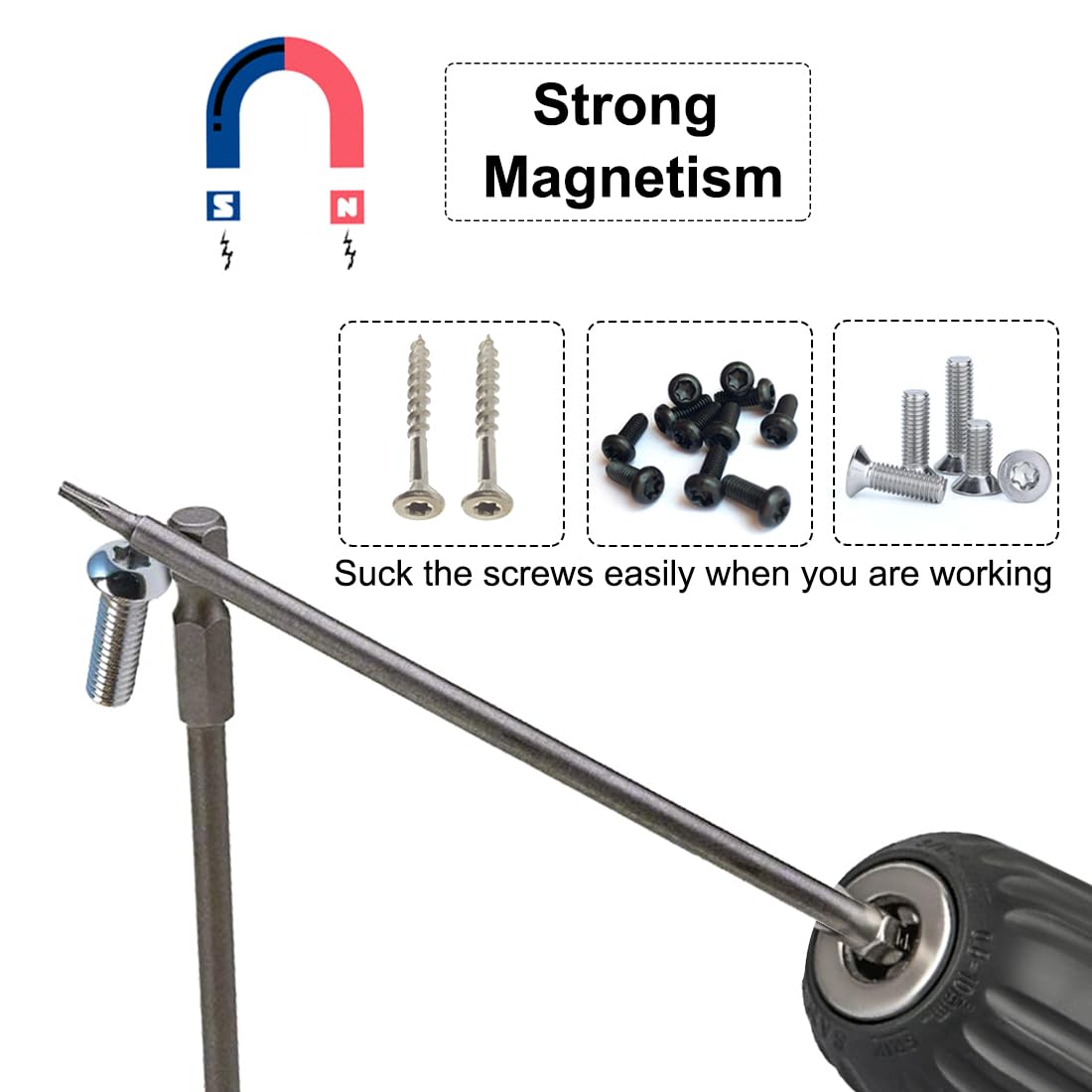 SeonFook Torx-Schraubendreher-Bit-Set – Extra Lang 200 Mm, Magnetisch, 8-teilig (T8-T40) – Für Sicherheitsschrauben