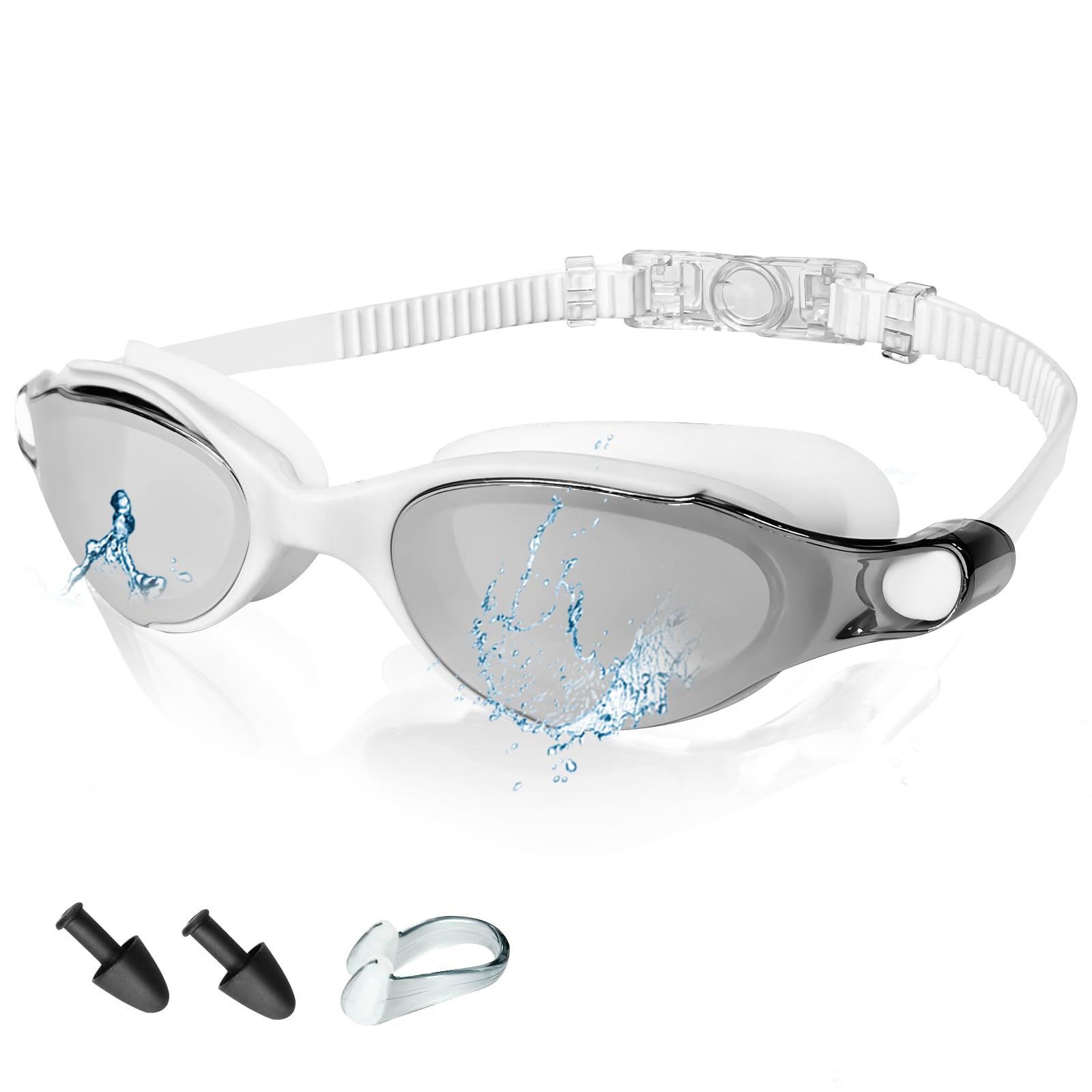 Rwuptg Kids Swimming Goggles Adult Mens Women Kids Goggles 6-14 Anti-Fog Swim Goggle for Boys Girls with Nose Clip Goggles Junior Swimming,Portable Case