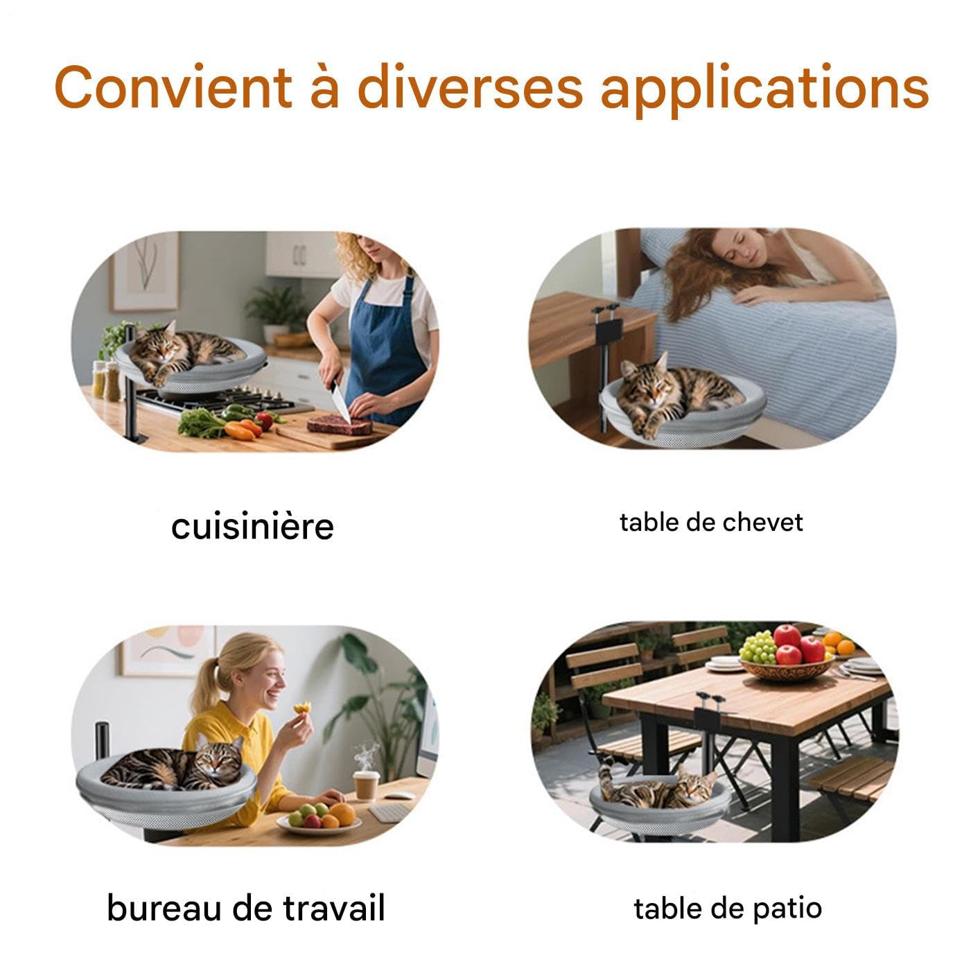 Hamac De Bureau pour Chat Perchoir Amovible pour Animal De Compagnie
