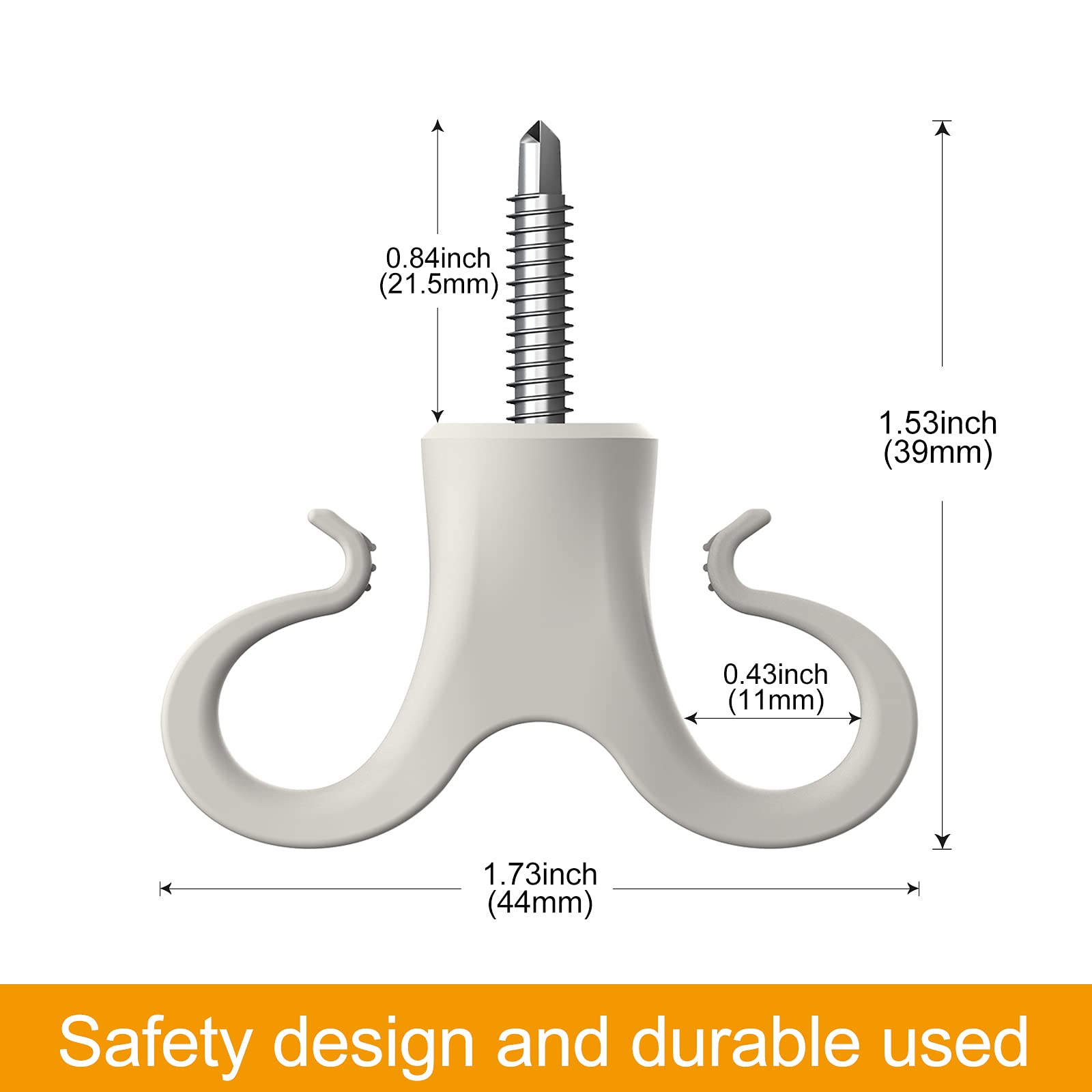 YDN C Style Standing Desk Rectangle Accessories, Rectangle Screws Without-Size White Hook, Model7