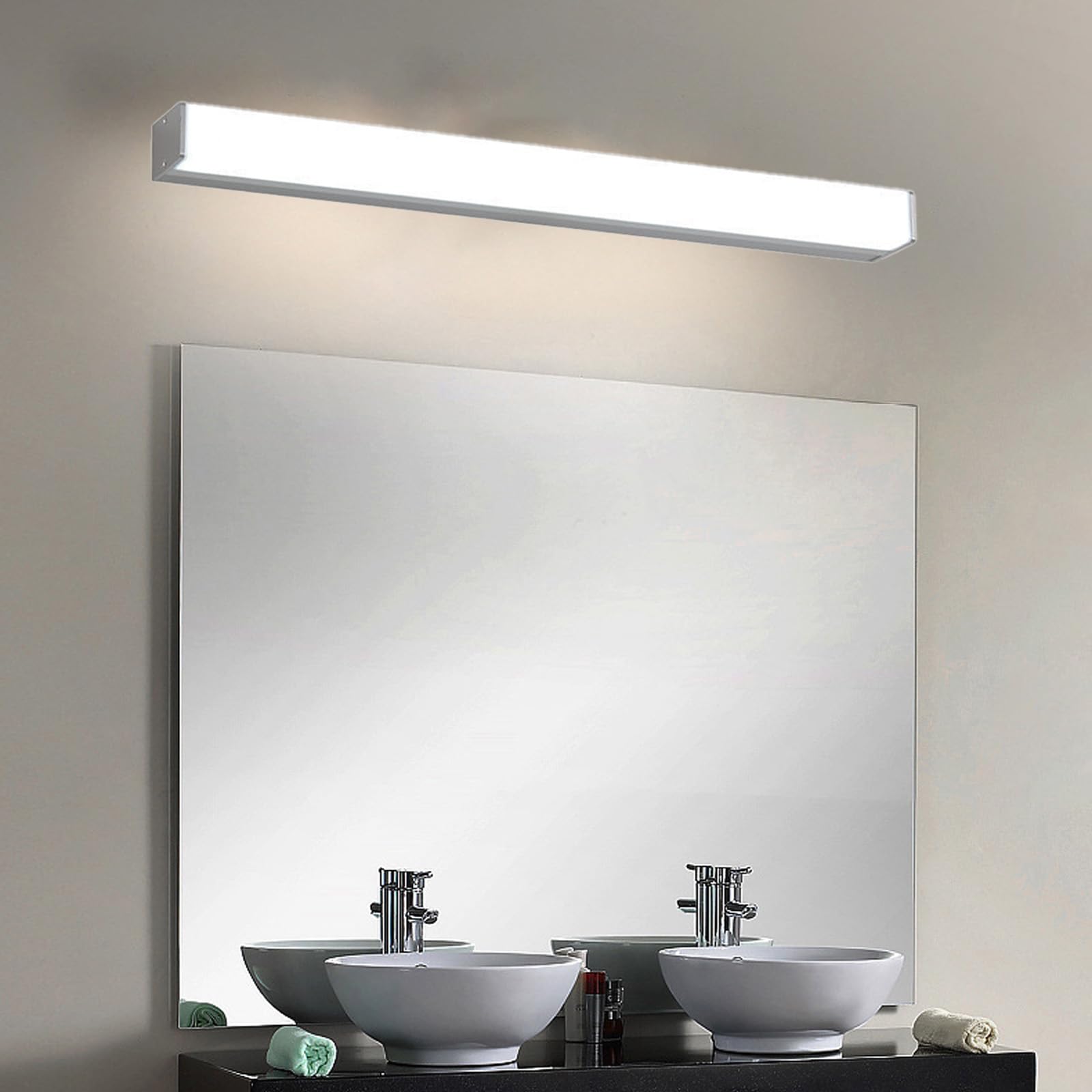 LED Spiegelleuchte Bad Wandlampe Badleuchte Wandleuchte Spiegellampe Wandbeleuchtung Badlampe Wasserdicht Wandleuchten Modern Indoor für Schminklicht Schlafzimmer (Silbrig-Weißes Licht,100cm)