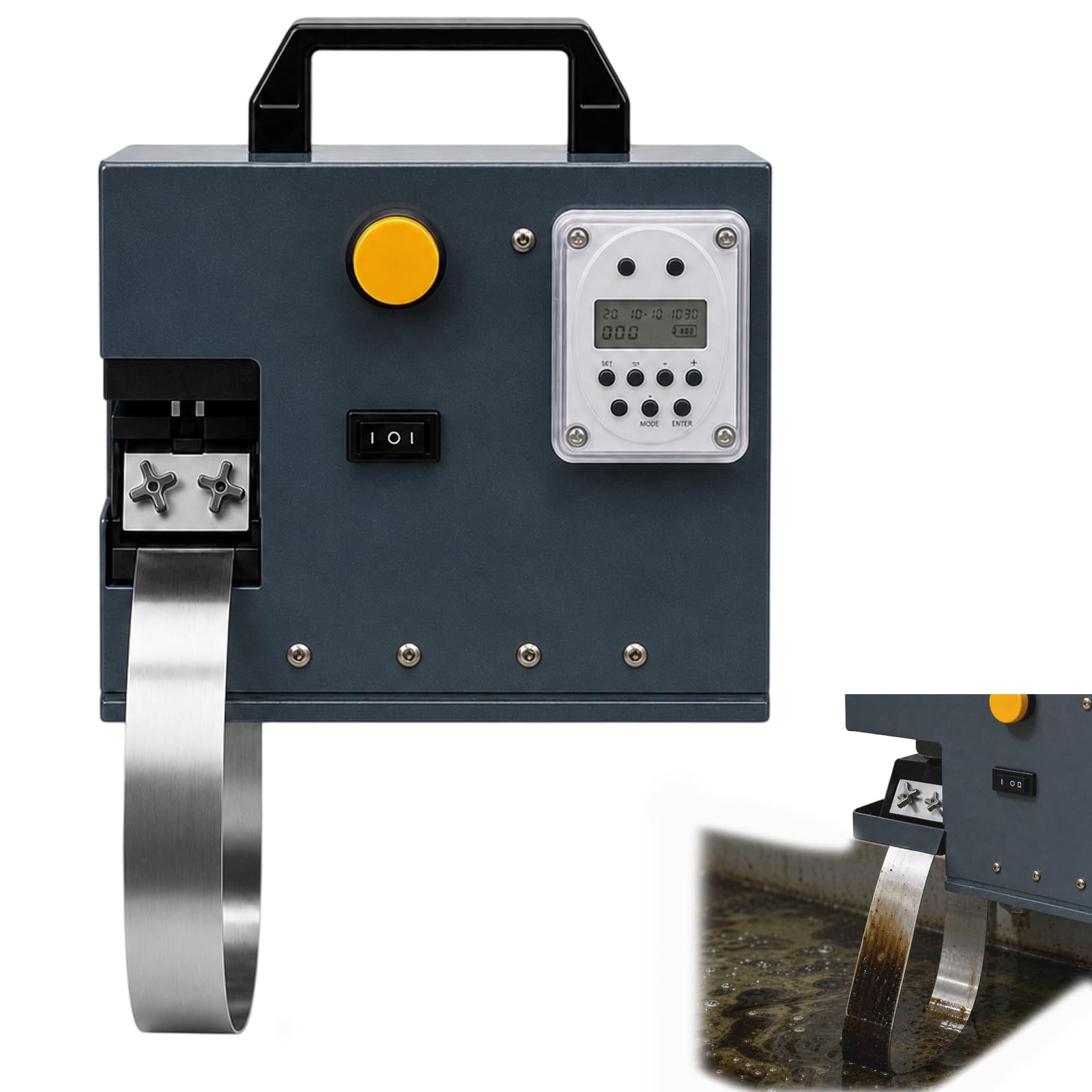 Máquina separadora de aceite y agua, skimmer de aceite portátil | Bajo consumo de 14 W, cinta de acero inoxidable de 50 mm, control manual y automático, limpiador de tanques de refrigerante
