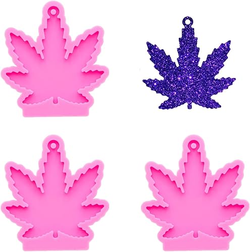 Llavero con forma de hojas de arce de árbol, molde de silicona con agujero, pasta de goma de helado, postres de pudín de cristal, postres de jalea