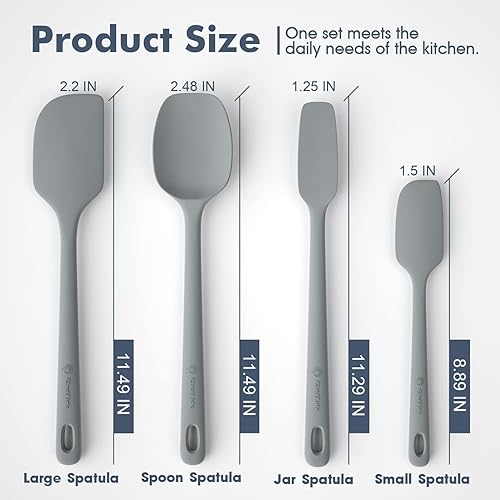 Miniatura 2 de Juego de 4 espátulas de silicona, espátulas de goma de grado alimenticio, con mango fuerte y agarre ergonómico, resistentes al calor para utensilios