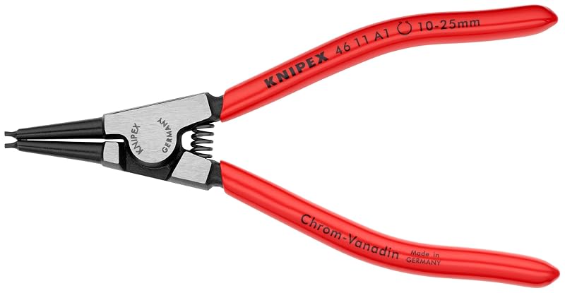 Alicate reto para anéis de retenção externos KNIPEX 46 11 A1 em aço cromo-vanádio, 14,6 cm