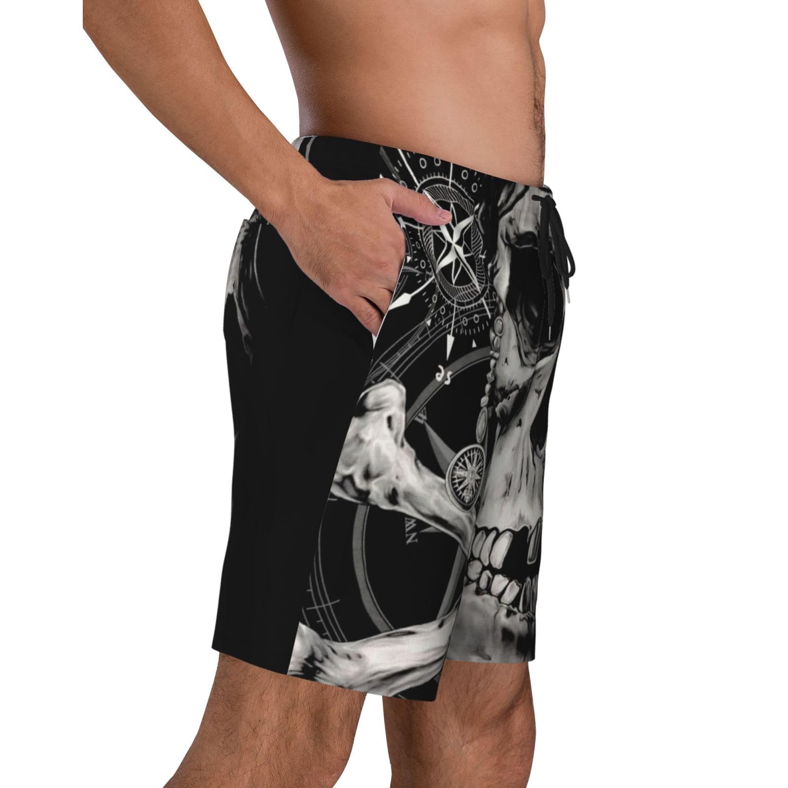 Costume da bagno da uomo con fodera in rete, ad asciugatura rapida, pantaloncini da spiaggia, costumi da bagno