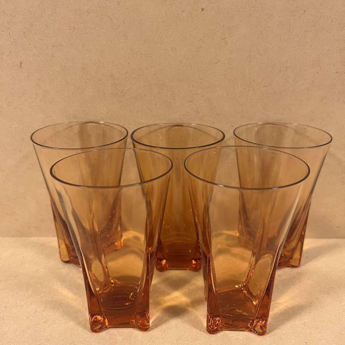 Amazon | セミクリスタルグラス 5客 ギヤマン 茶色 コップ カップ 硝子 