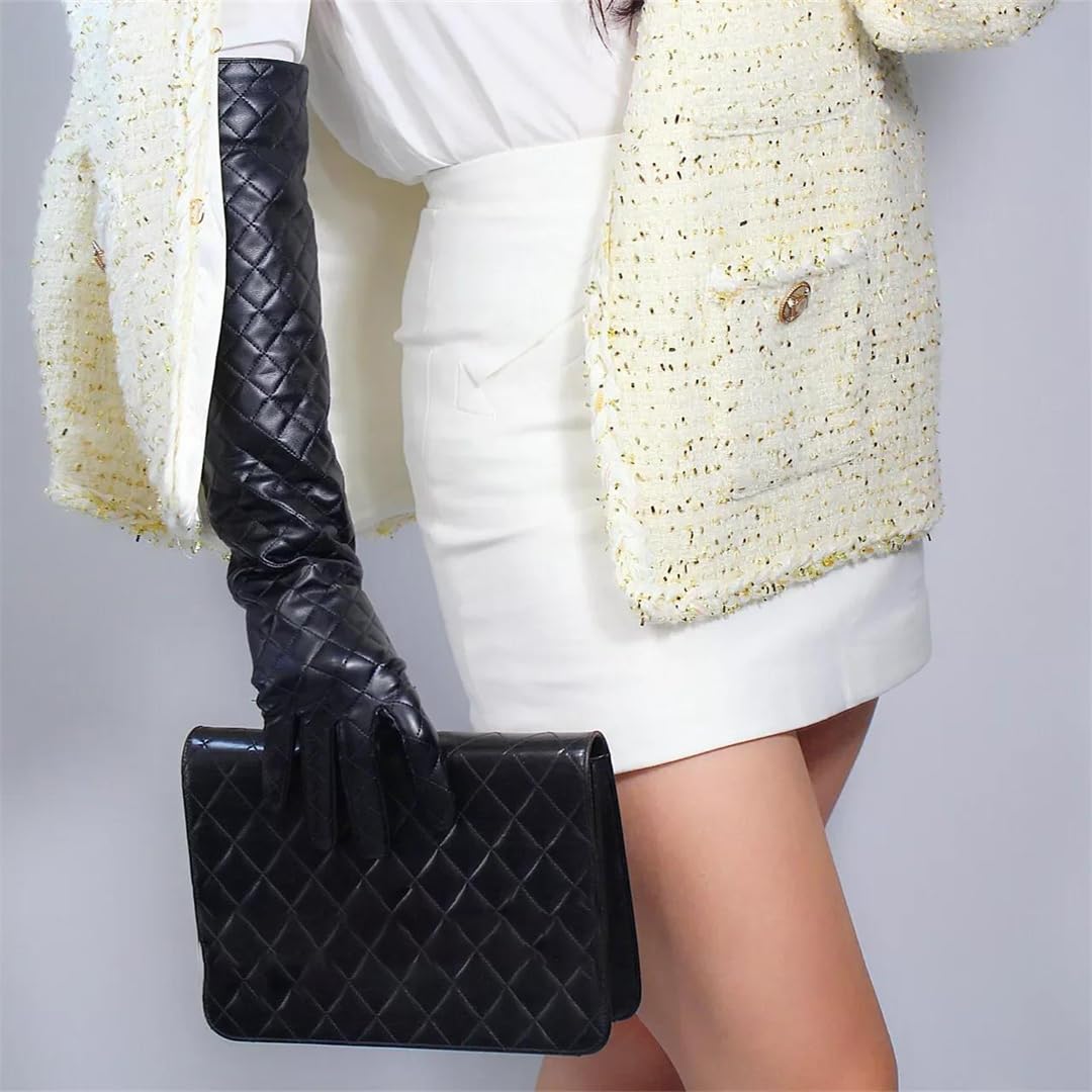 Unisex Übergroße Kunstleder Lange Handschuhe Gesteppte Puffärmel Warm Winter Cosplay Kostüm Stil
