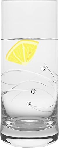 Miniatura 2 de Barski - Vidrio hecho a mano - Sparkle - Vidrio Highball - Decorado con diamantes de cristal reales - 14 oz. - Hecho en Europa - Juego de 4