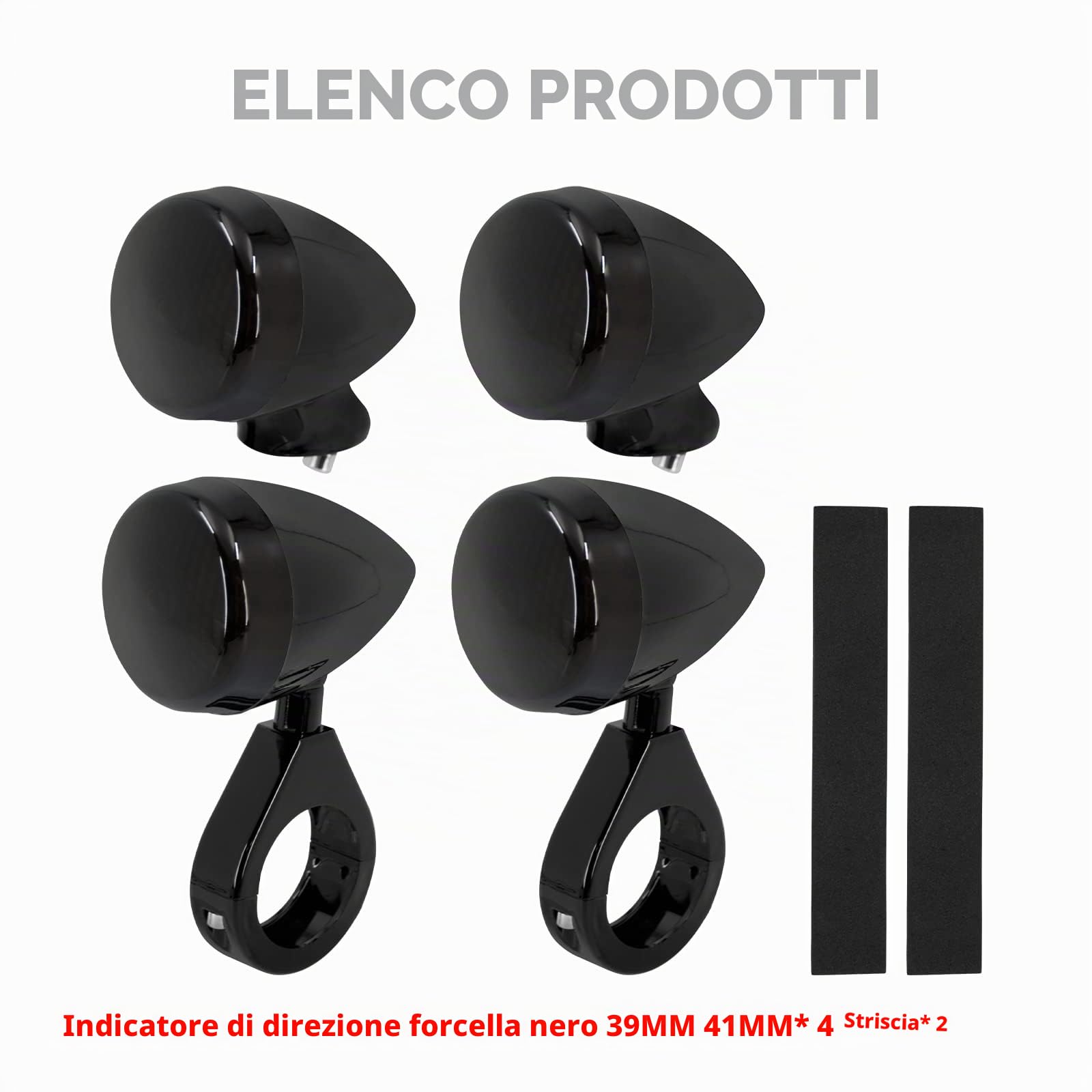 4Pcs Anteriore Posteriore Moto Led Indicatori di Direzione Luce 41Mm Fit Indicatore Morsetto Forcella Blinker Fit per Harley Sportster Dyna Bobber Yamaha Suzuki Kawasaki All Black
