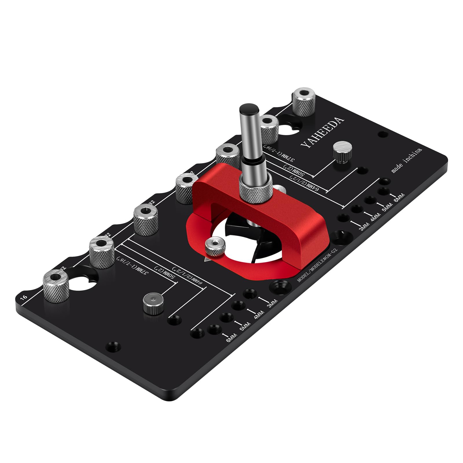 YaheedaShelf Pin Jig,Hinge Jig,35mm Cabinet Hinge,1/4 Inch Aluminum Alloy Shelf Pin Drilling Jig Drill Guide for Straight Holes Cabinet Hardware Guide Template Woodworking Tools, YH-JIG23